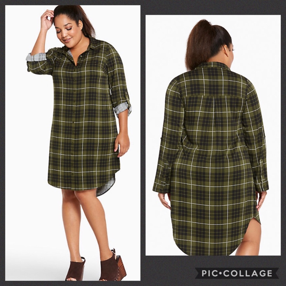🚫SOLD🚫TORRID•plaid button shirt dress